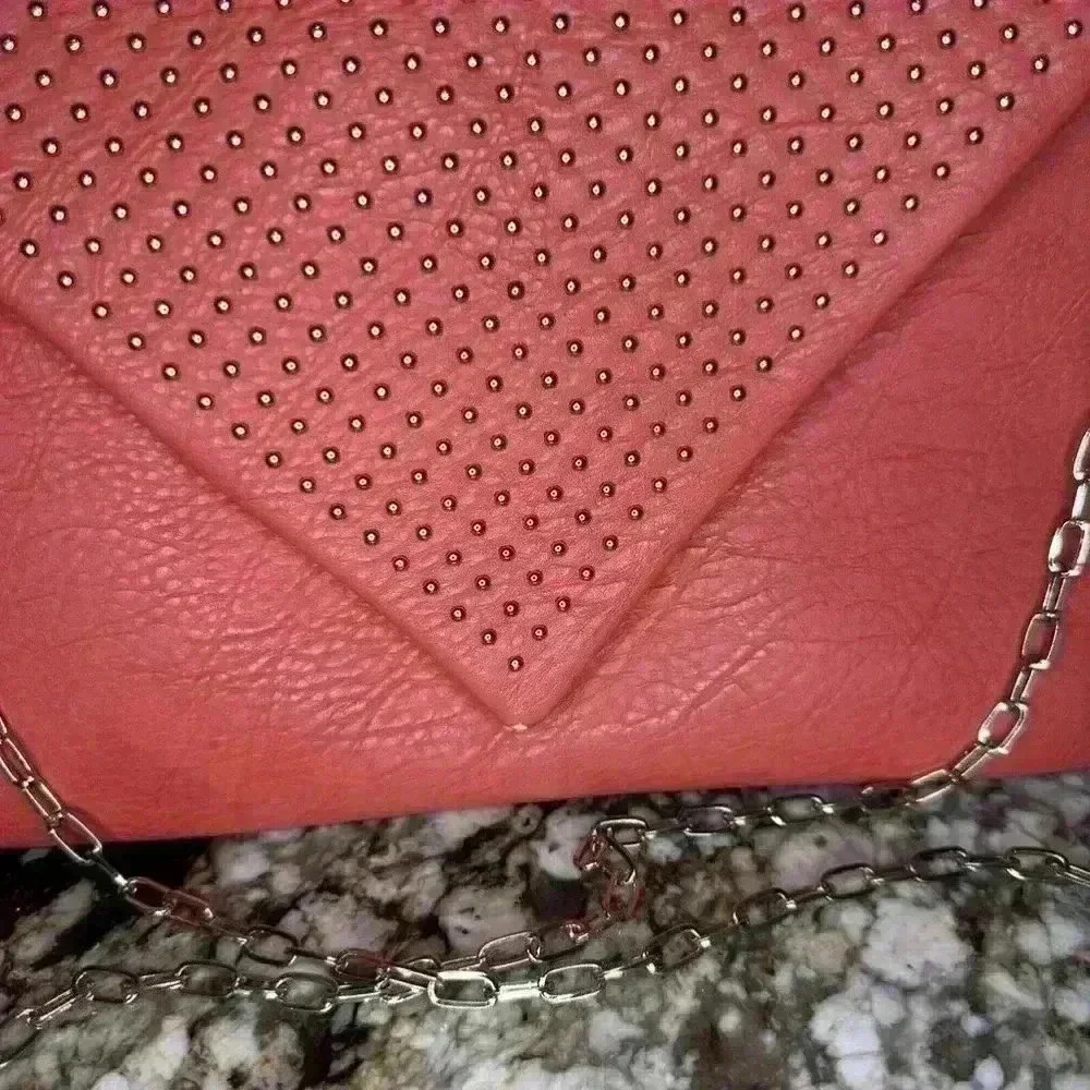 Urban Expressions red clutch with gold beaded accents - Picture 4 of 11